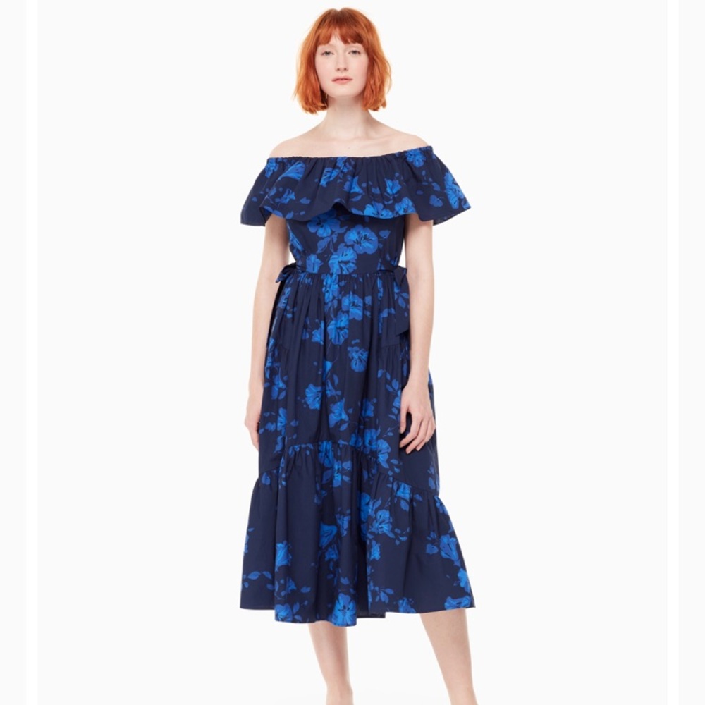 Kate Spade off the shoulder hibiscus dress NWOT
